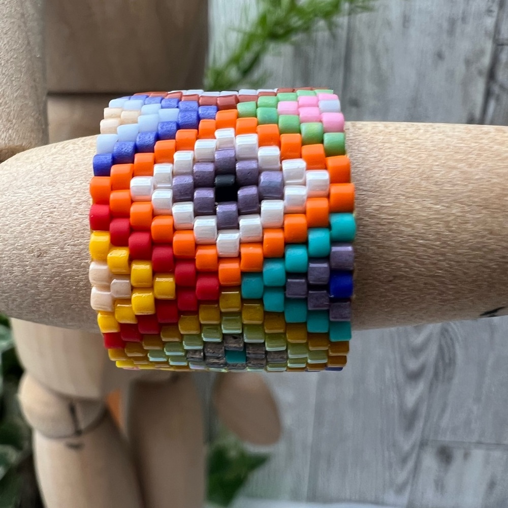 Geometric Pattern Stylish Miyuki Beaded Adjustable Rings - Trendy Boho Rings - Picture 9 of 12